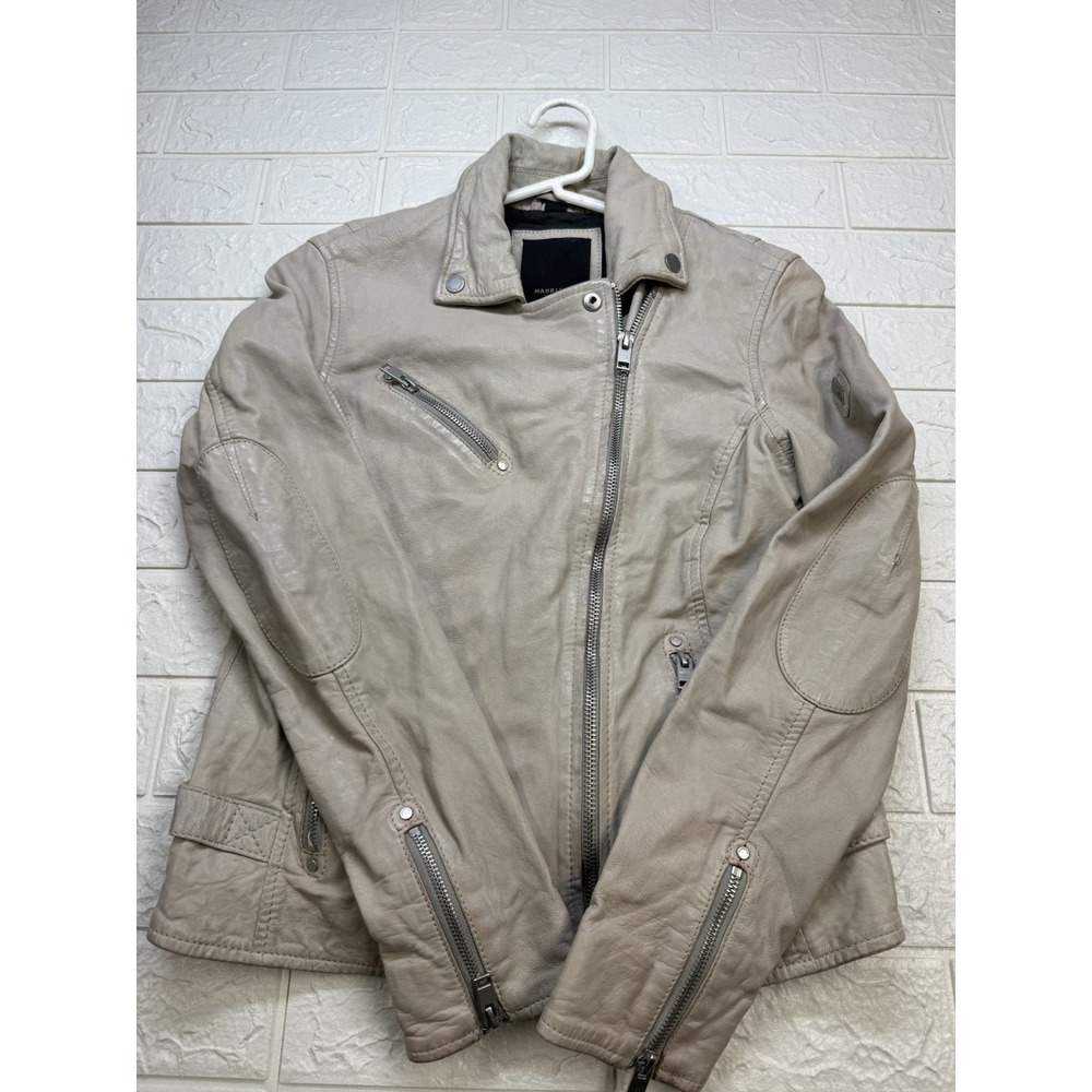 Mauritius Sofia Leather Moto Jacket Womens S Tan Lambskin Biker Grunge